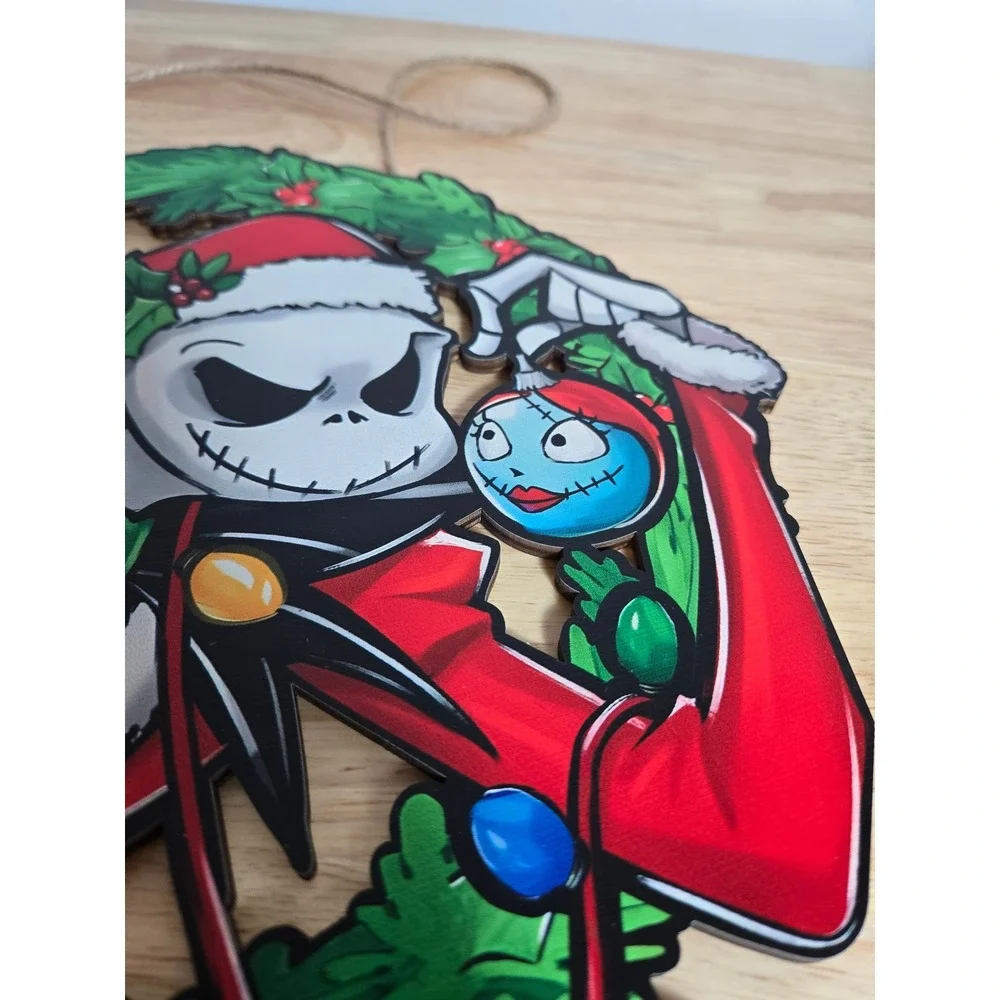 Jack Skellington Nightmare Before Christmas Wooden Wreath Wall Hanging Decor